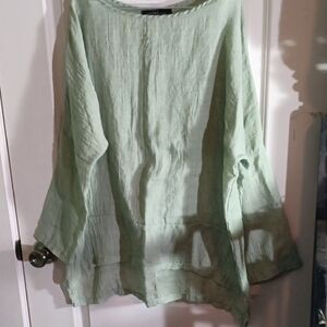 Zanzea Oversized Green Asymmetrical 3/4 Drop Shoulder Sleeve Tunic